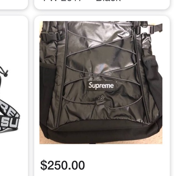 Reflective black supreme backpack 220$ cash